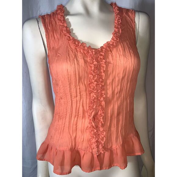 Vintage Y2K Sheer Chiffon Ruffled Blouse Medium - Picture 9 of 13
